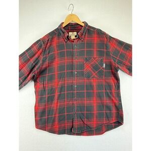 Woolrich Flannel Shirt Mens Large Red Black Plaid Long Sleeve Button Down